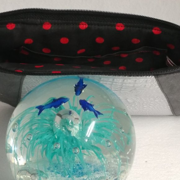 Silver and Charcoal Zipper Clutch - Picture 3 of 7